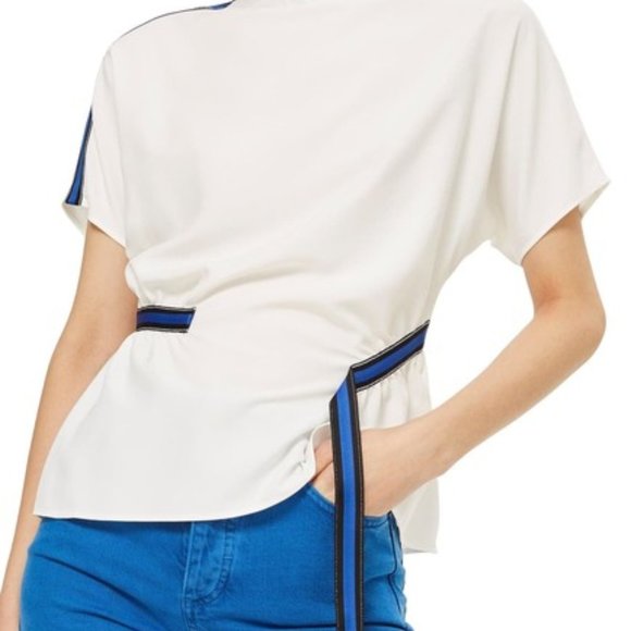 NWT TopShop Sport Trim Side Stripe Blouse - Picture 1 of 7
